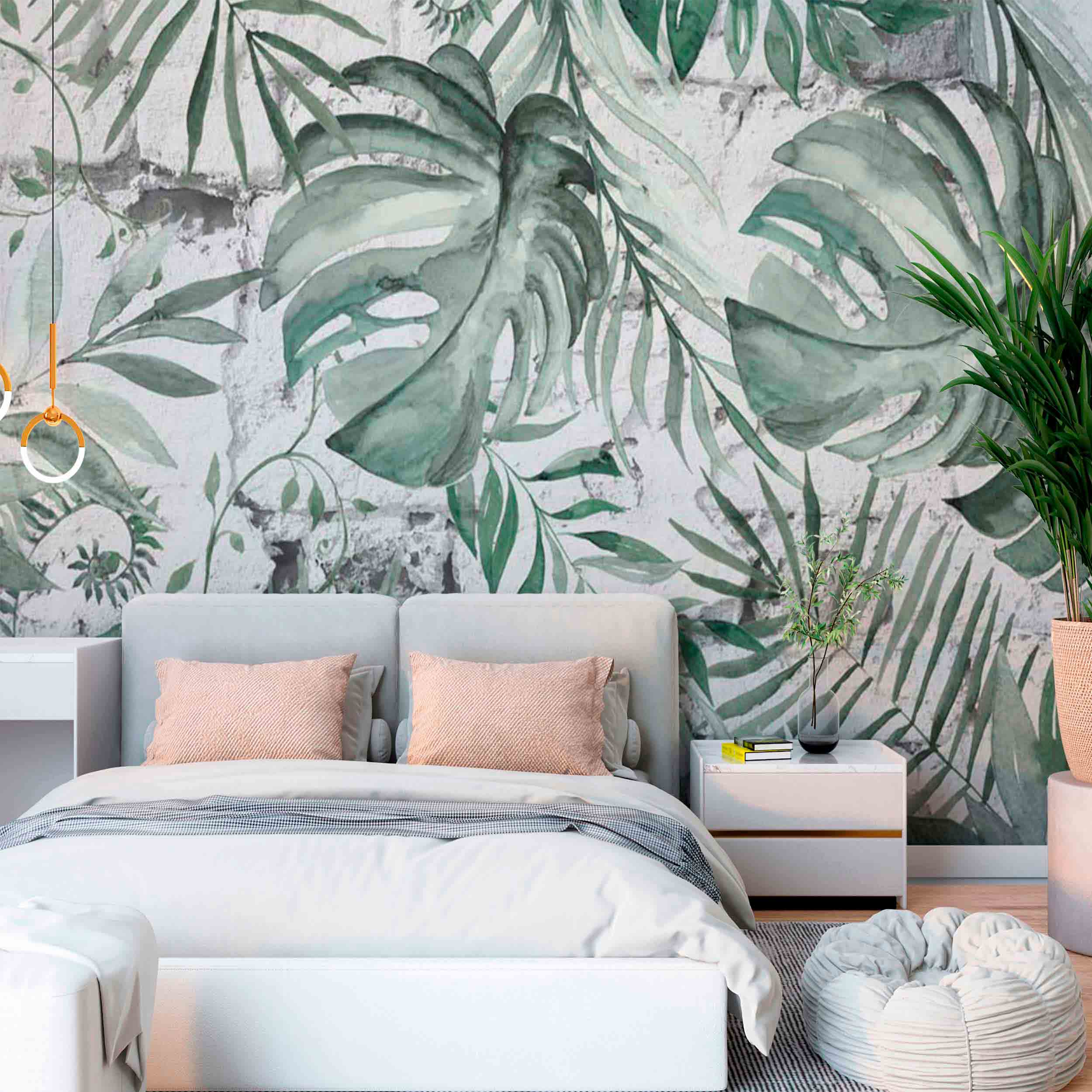 Tropical Wall Mural Monstera Wallpapers Exotic Palm Leaf Decor