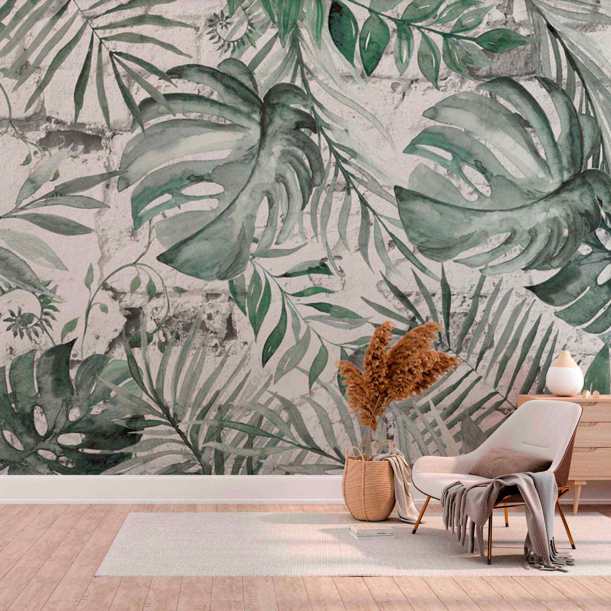 Tropical Wall Mural Monstera Wallpapers Exotic Palm Leaf Decor