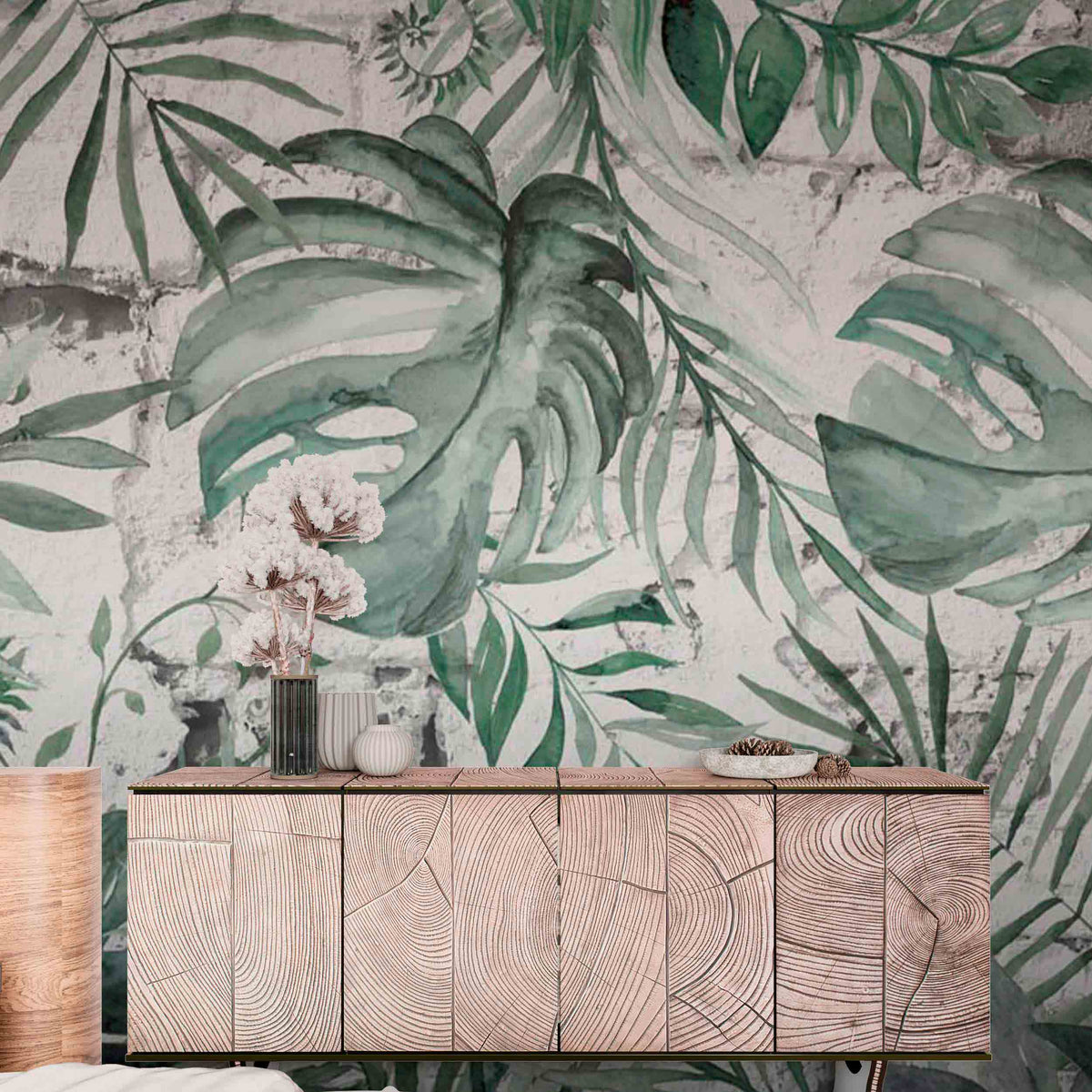 Tropical Wall Mural Monstera Wallpapers Exotic Palm Leaf Decor