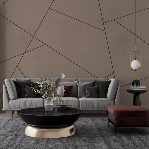 Warm Taupe Geometric Triangle Wallpaper