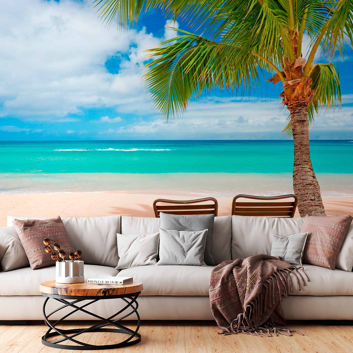 Custom Stunning Tropical Beach Wall Mural Wallpaper