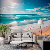 Golden Sands and Turquoise Waves Wallpaper