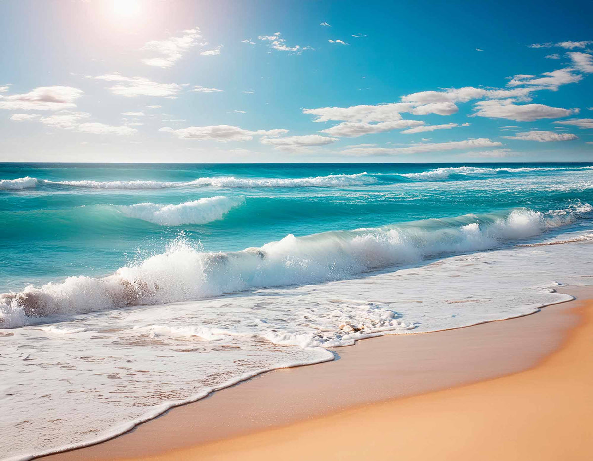 Fototapete Strandwellen – Goldener Sand und türkisfarbenes Meer