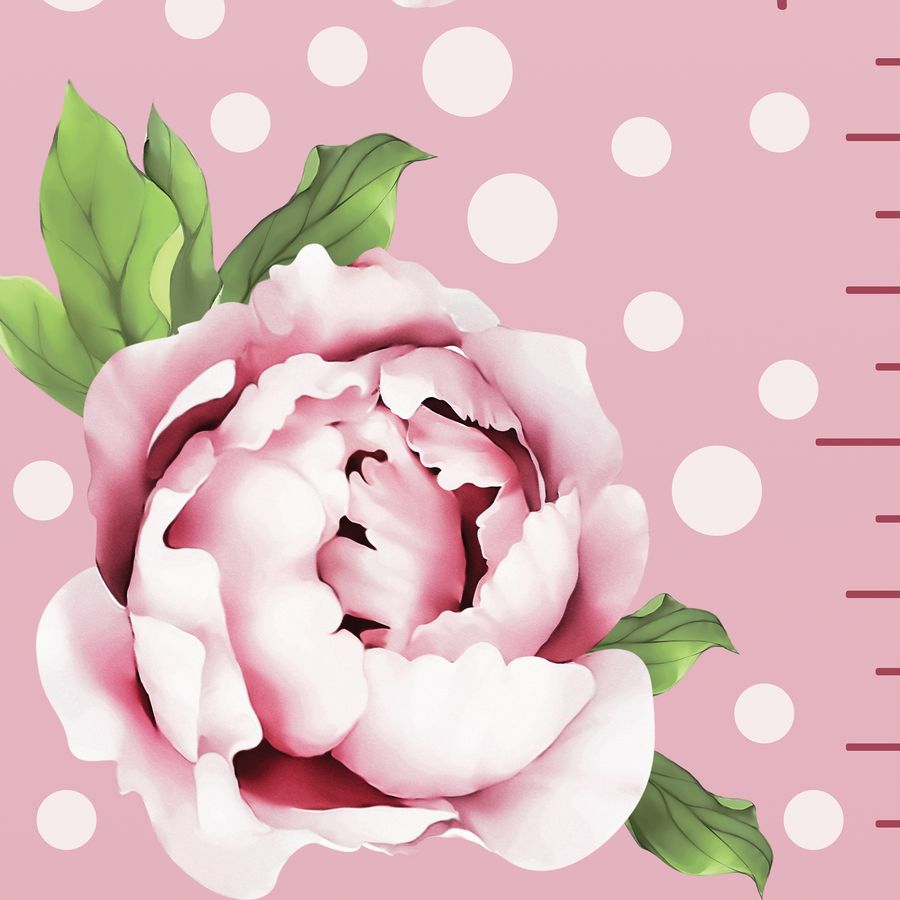 Kids' Growth Chart Peel and Stick Peony Flower Wall Decals For Girl Rooms