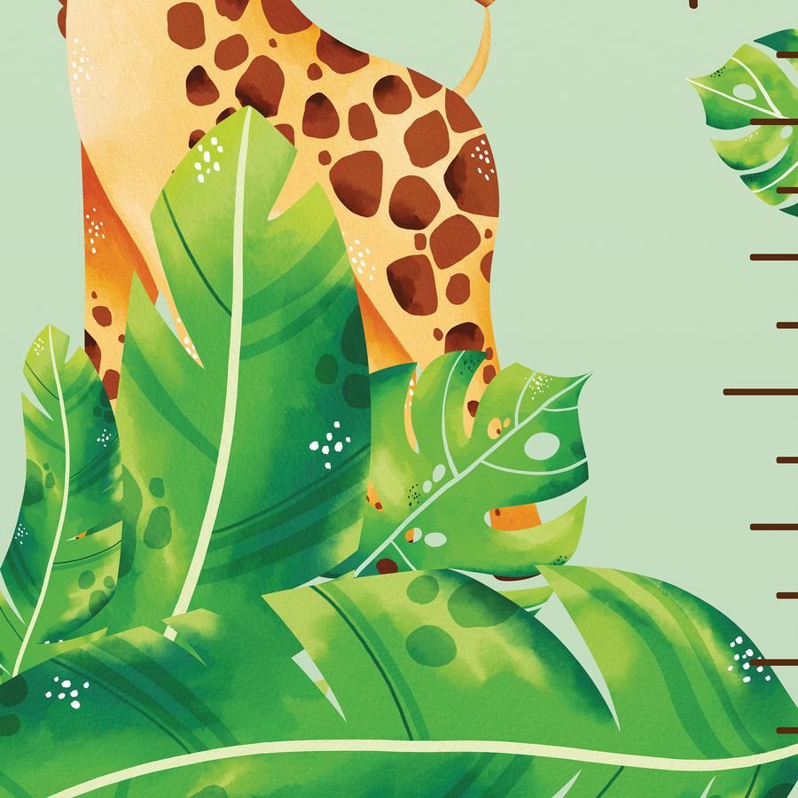 Kids' Growth Chart Peel and Stick Jungle Animal Wall Decals for Kids Baby Girl Boy Room