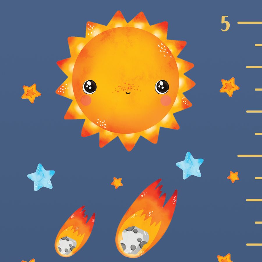 Kids' Growth Chart Peel and Stick Space Animal Solar System Decals