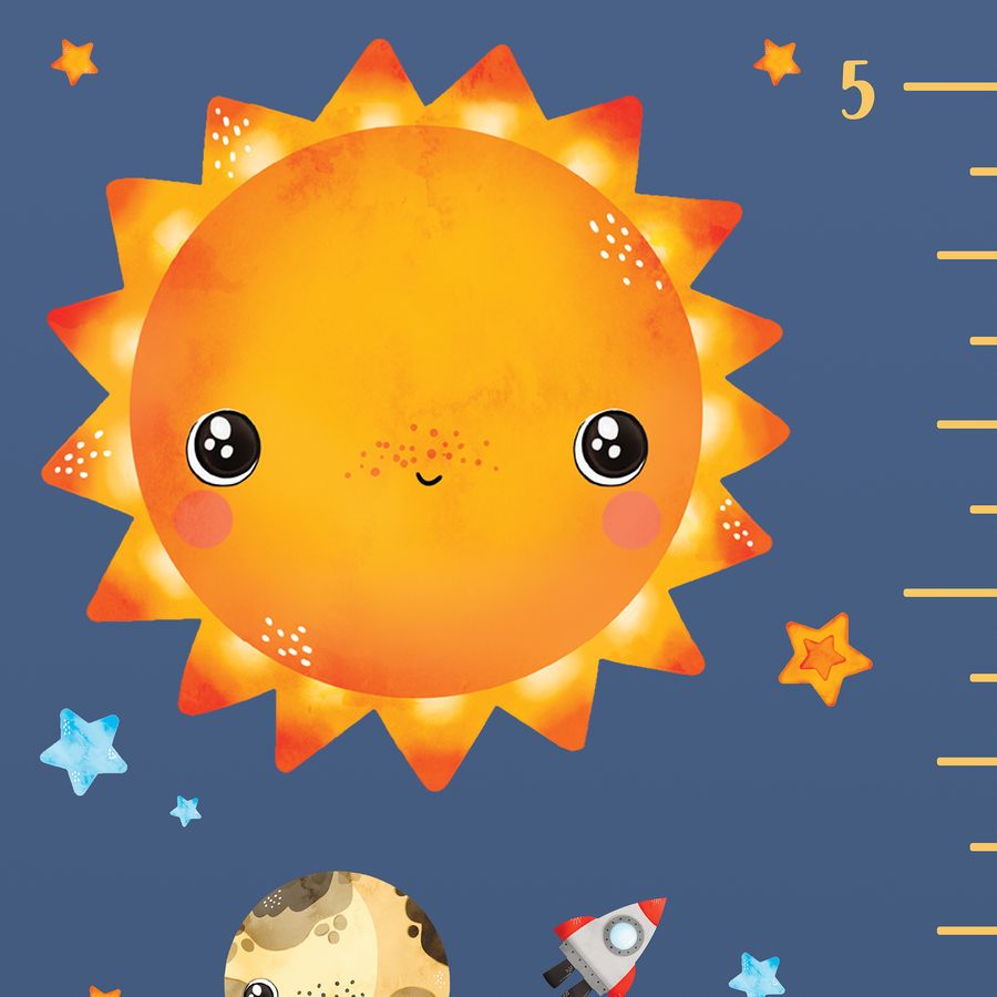 Kids' Growth Chart Peel and Stick Solar System Astronaut Animal Wall Decal