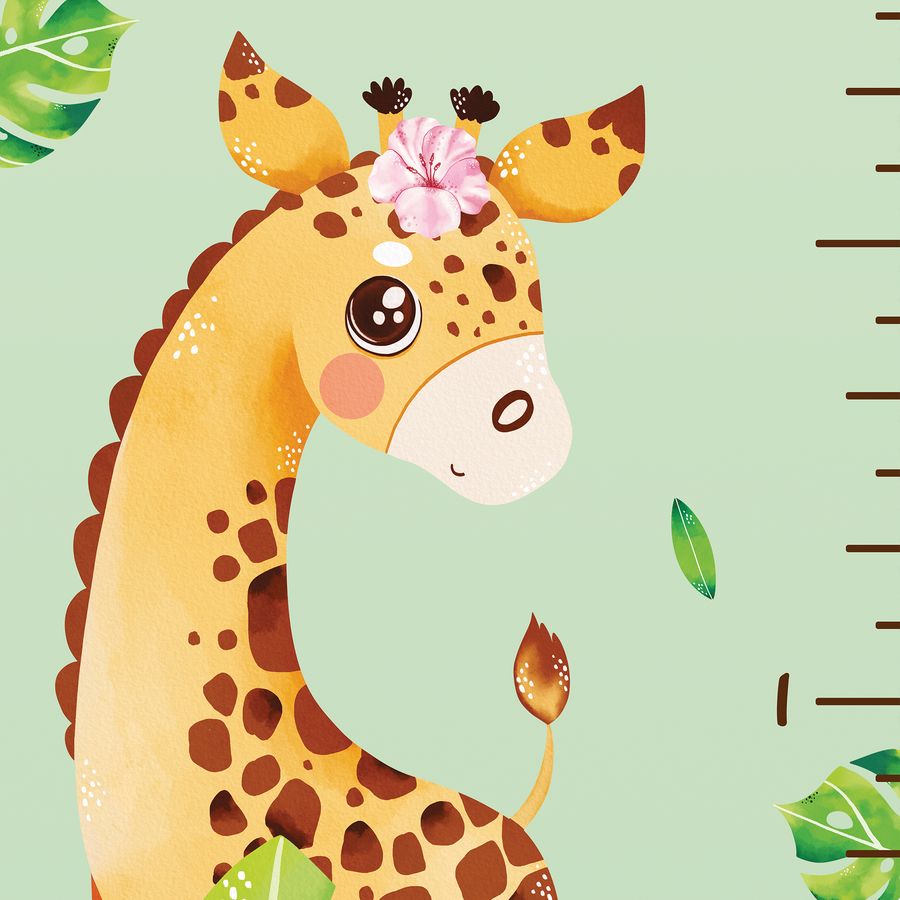 Kids' Growth Chart Peel and Stick Jungle Animal Wall Decals for Kids Baby Girl Boy Room