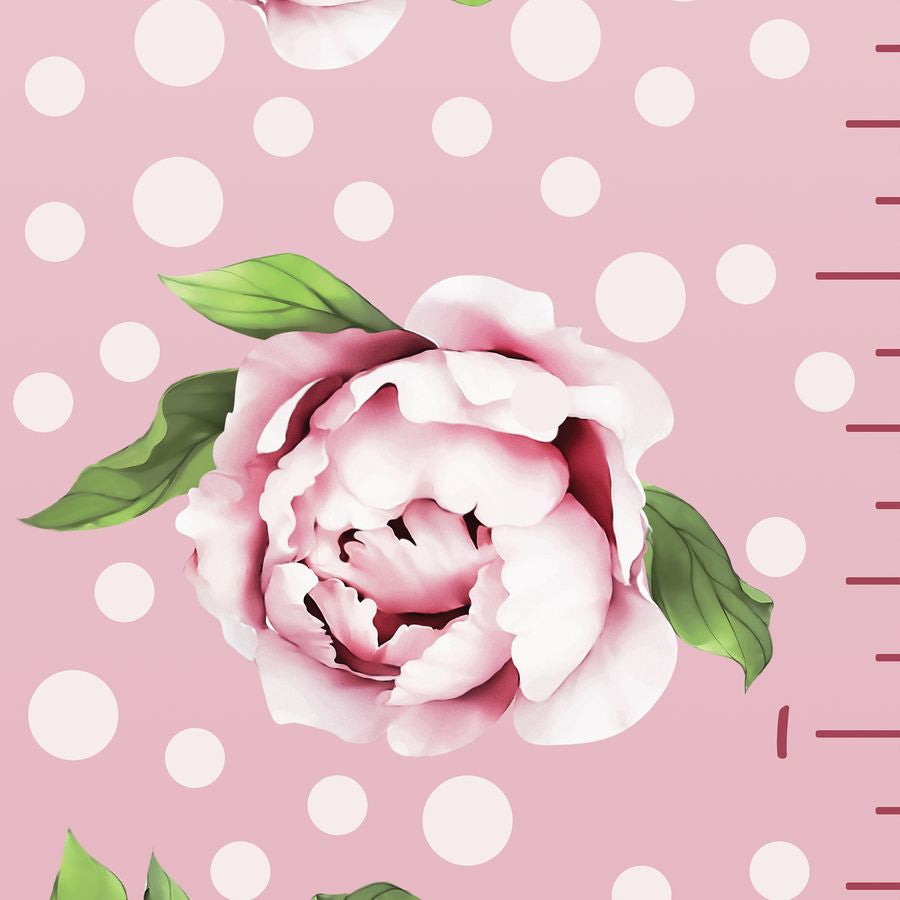 Kids' Growth Chart Peel and Stick Peony Flower Wall Decals For Girl Rooms