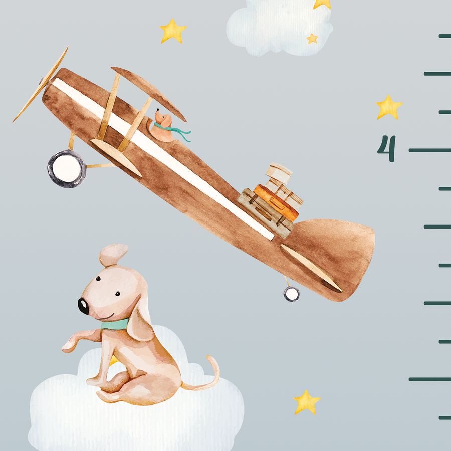 Kids' Growth Chart Peel and Stick Airplane Wall Decals for Rooms and Nursery