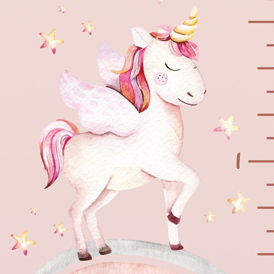 Kids' Growth Chart Peel and Stick Rainbow Unicorn Wall Decals for Bedroom Nursery