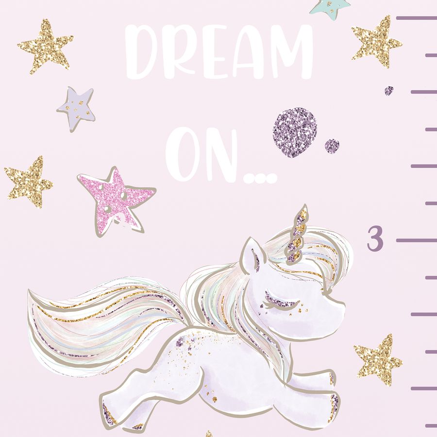 Kids' Growth Chart Peel and Stick Unicorns Rainbows Glittered Stars