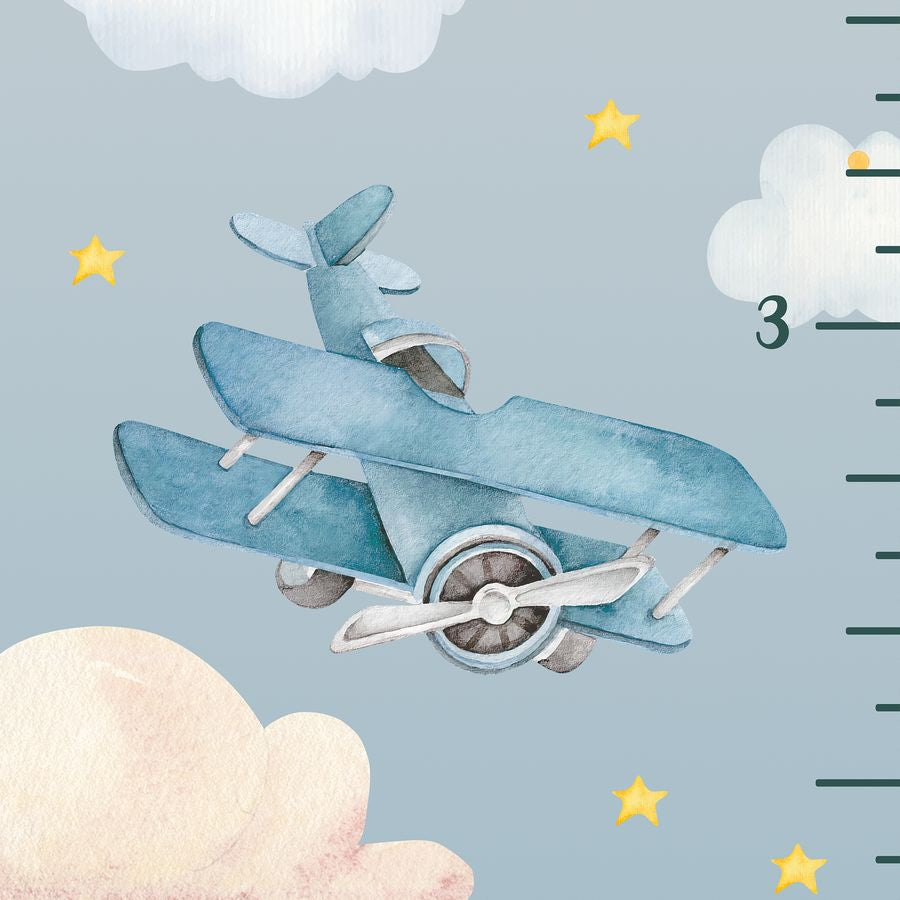 Kids' Growth Chart Peel and Stick Airplane Wall Decals for Rooms and Nursery