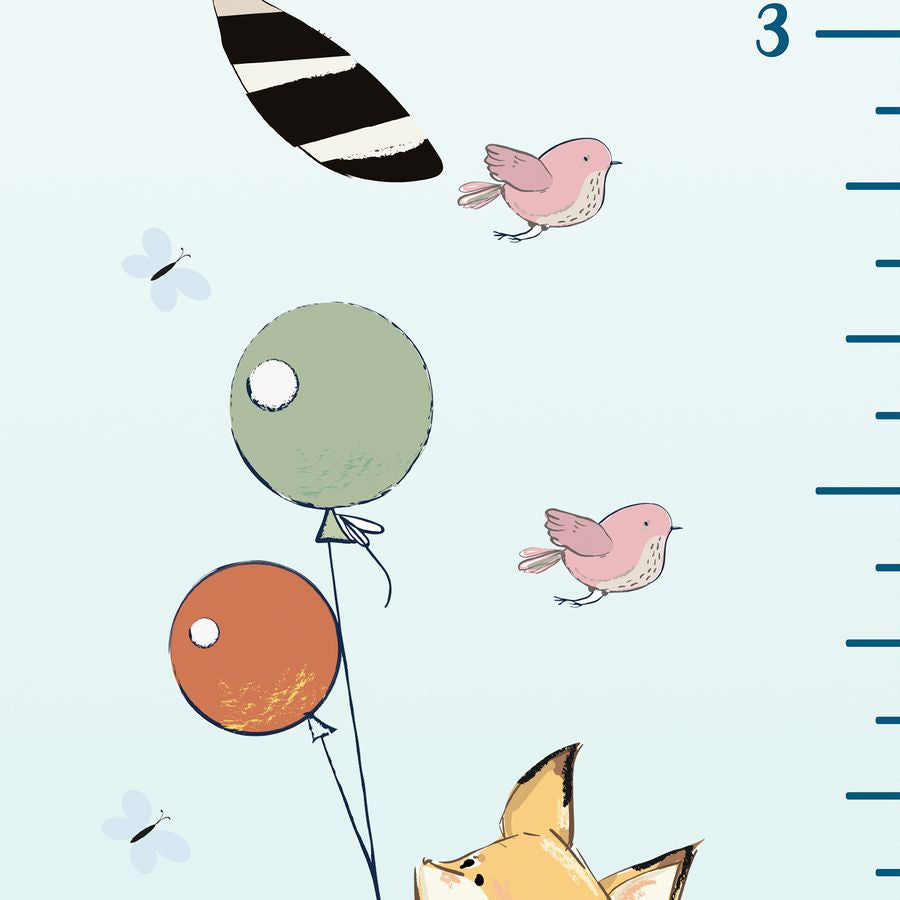 Kids' Growth Chart Peel and Stick Hot Air Balloons Animals Fox Bunny Panda Raccoon