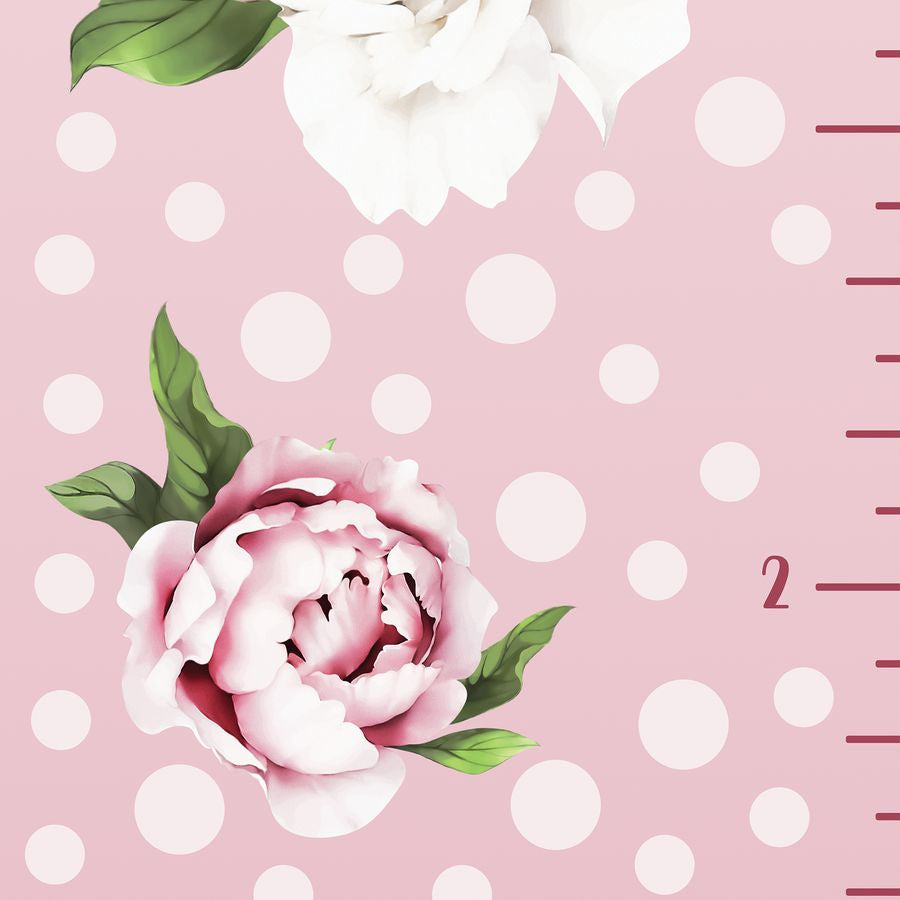 Kids' Growth Chart Peel and Stick Peony Flower Wall Decals For Girl Rooms