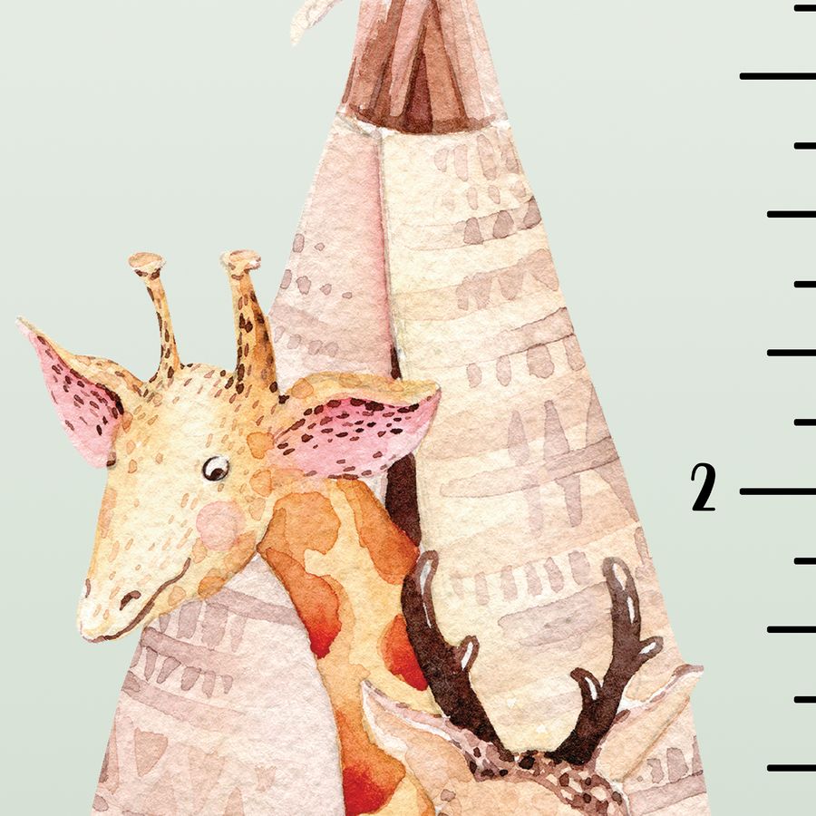 Kids' Growth Chart Peel and Stick Wood Animals Boho Design for Girls