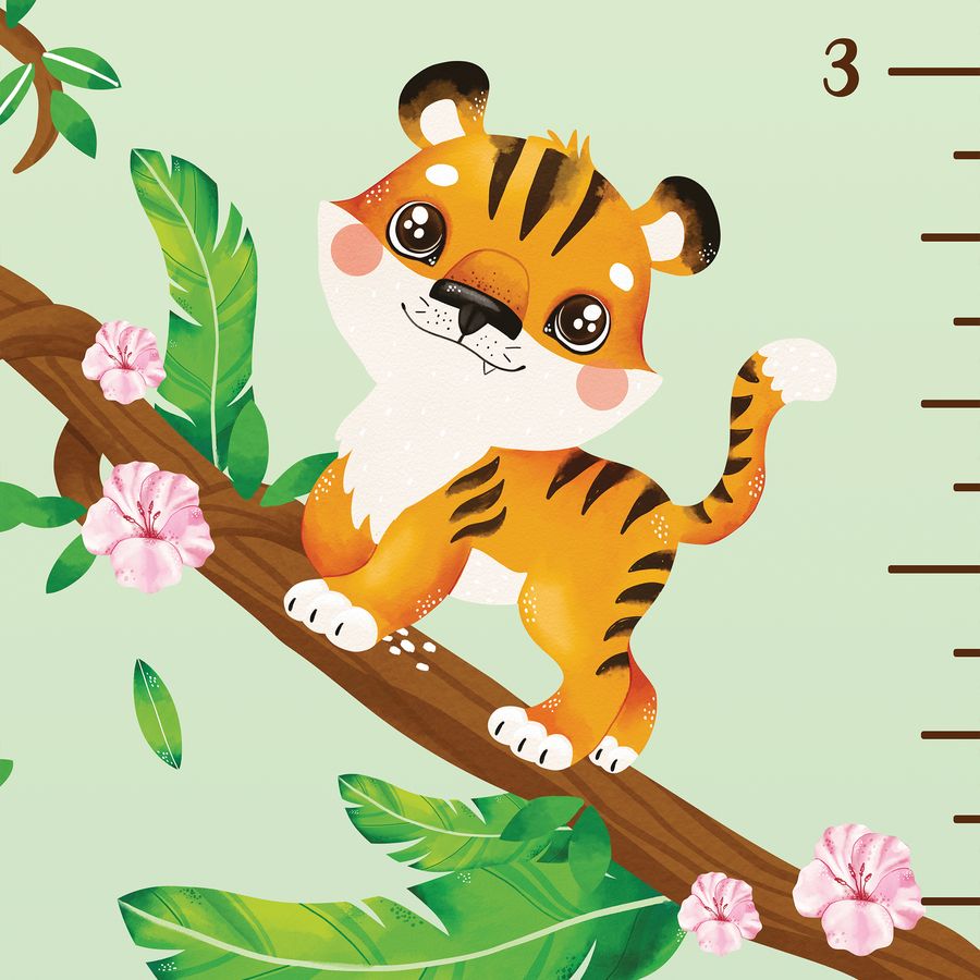 Kids' Growth Chart Peel and Stick Jungle Animal Wall Decals for Kids Baby Girl Boy Room