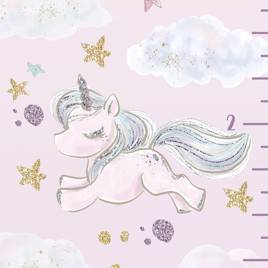 Kids' Growth Chart Peel and Stick Unicorns Rainbows Glittered Stars