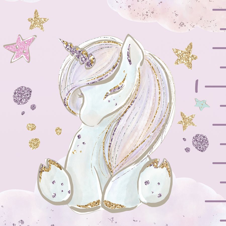 Kids' Growth Chart Peel and Stick Unicorns Rainbows Glittered Stars