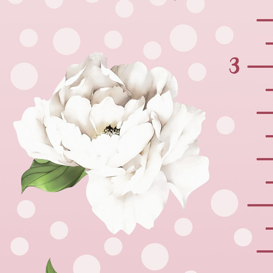 Kids' Growth Chart Peel and Stick Peony Flower Wall Decals For Girl Rooms