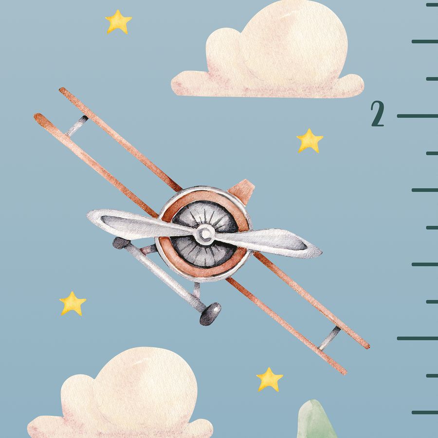 Kids' Growth Chart Peel and Stick Airplane Wall Decals for Rooms and Nursery