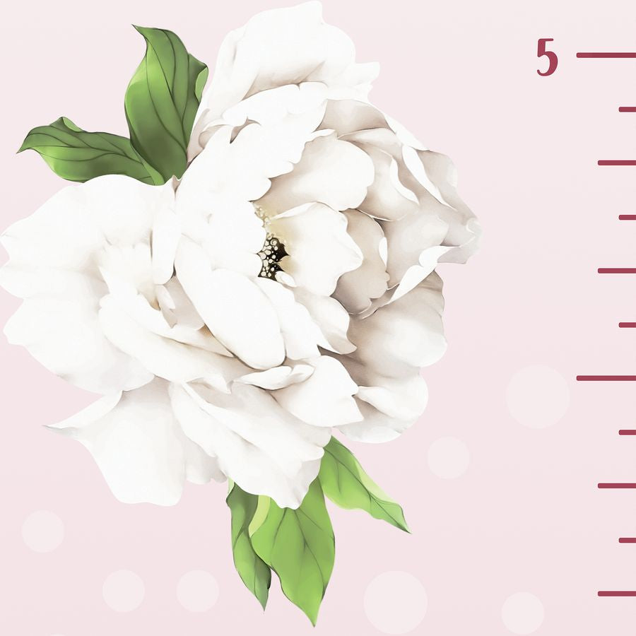 Kids' Growth Chart Peel and Stick Peony Flower Wall Decals For Girl Rooms