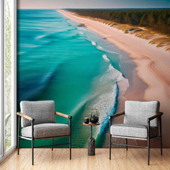 Custom Golden Sands and Turquoise Waters Wallpaper