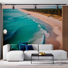 Custom Golden Sands and Turquoise Waters Wallpaper