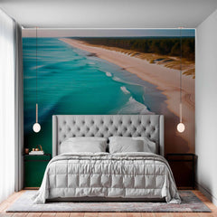 Custom Golden Sands and Turquoise Waters Wallpaper