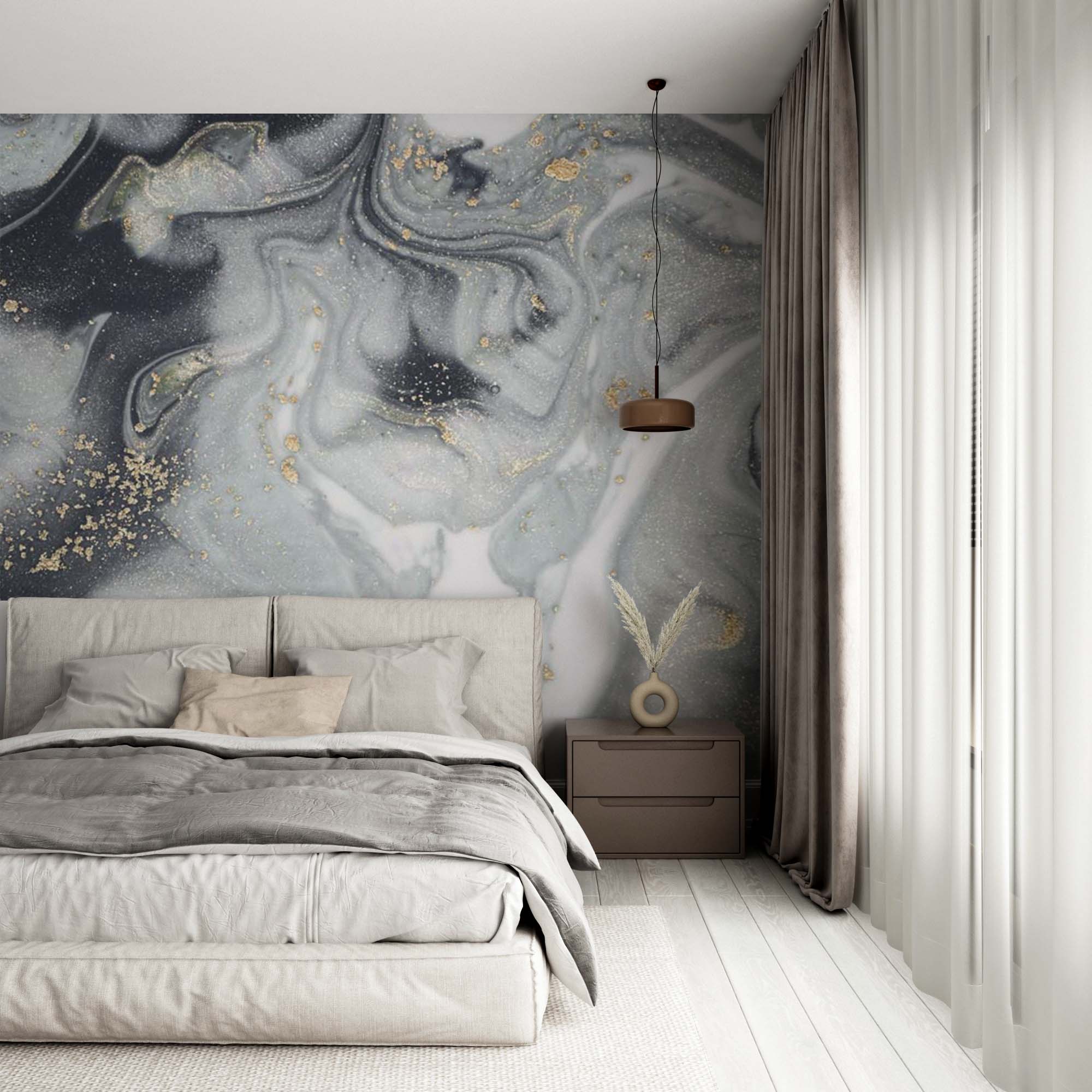 Grey Marble Texture Wall Mural Art Stone Abstract Liquid Ink Wallpaper