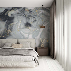 Custom Grey Marble Texture Wall Mural Art Stone Abstract Liquid Ink Wallpaper