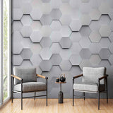 3D Brushed Metal Hexagon Wallpaper