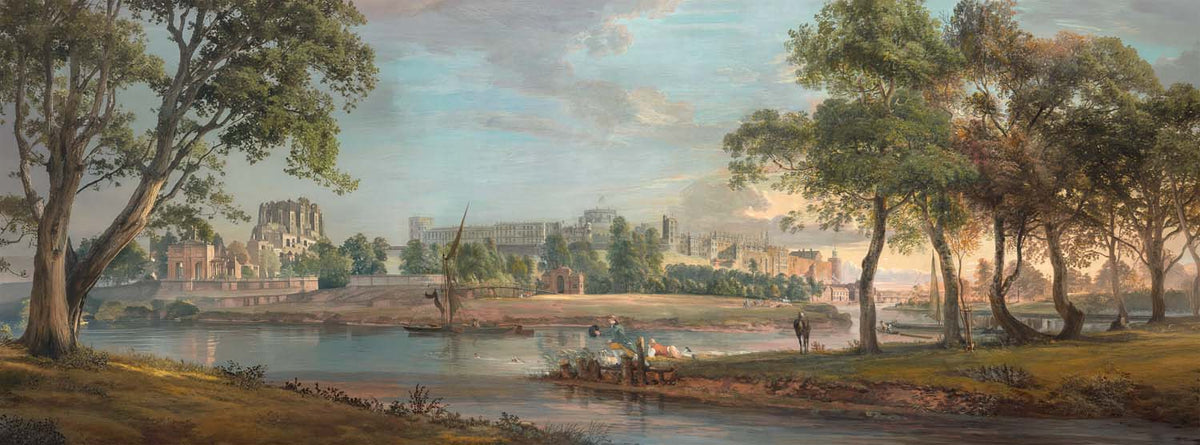 Papier peint paysage fluvial classique – Panoramique peinture des Vieux Maîtres