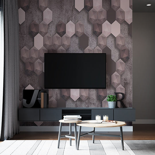 Modern 3D Geometric Cube Wall Mural Wallpaper - Abstract Pink and Grey Design