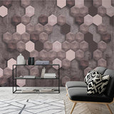 Modern 3D Geometric Cube Wall Mural Wallpaper - Abstract Pink and Grey Design