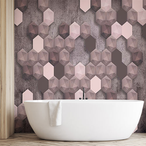 Modern 3D Geometric Cube Wall Mural Wallpaper - Abstract Pink and Grey Design