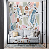 Abstract Colorful Brush Strokes and Shapes Wall Mural Wallpaper