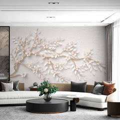 Custom Delicate Branch Mural Wallpaper