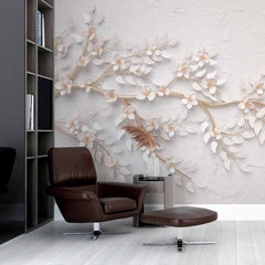 Custom Delicate Branch Mural Wallpaper