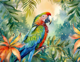 Exotic Parrot in Lush Foliage Wallpaper