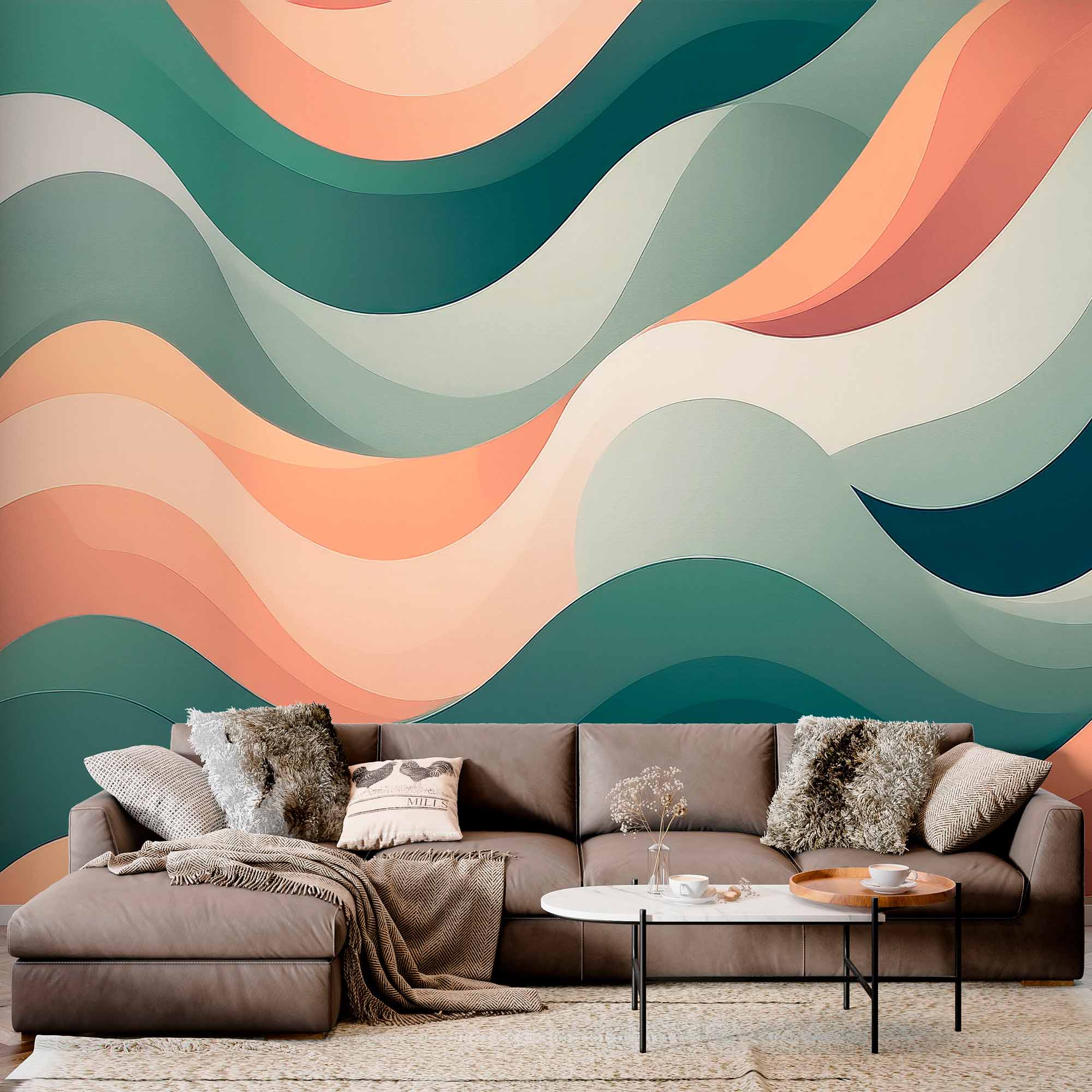 Soft Waves of Harmony Wall Mural Colorful Abstract Wallpaper