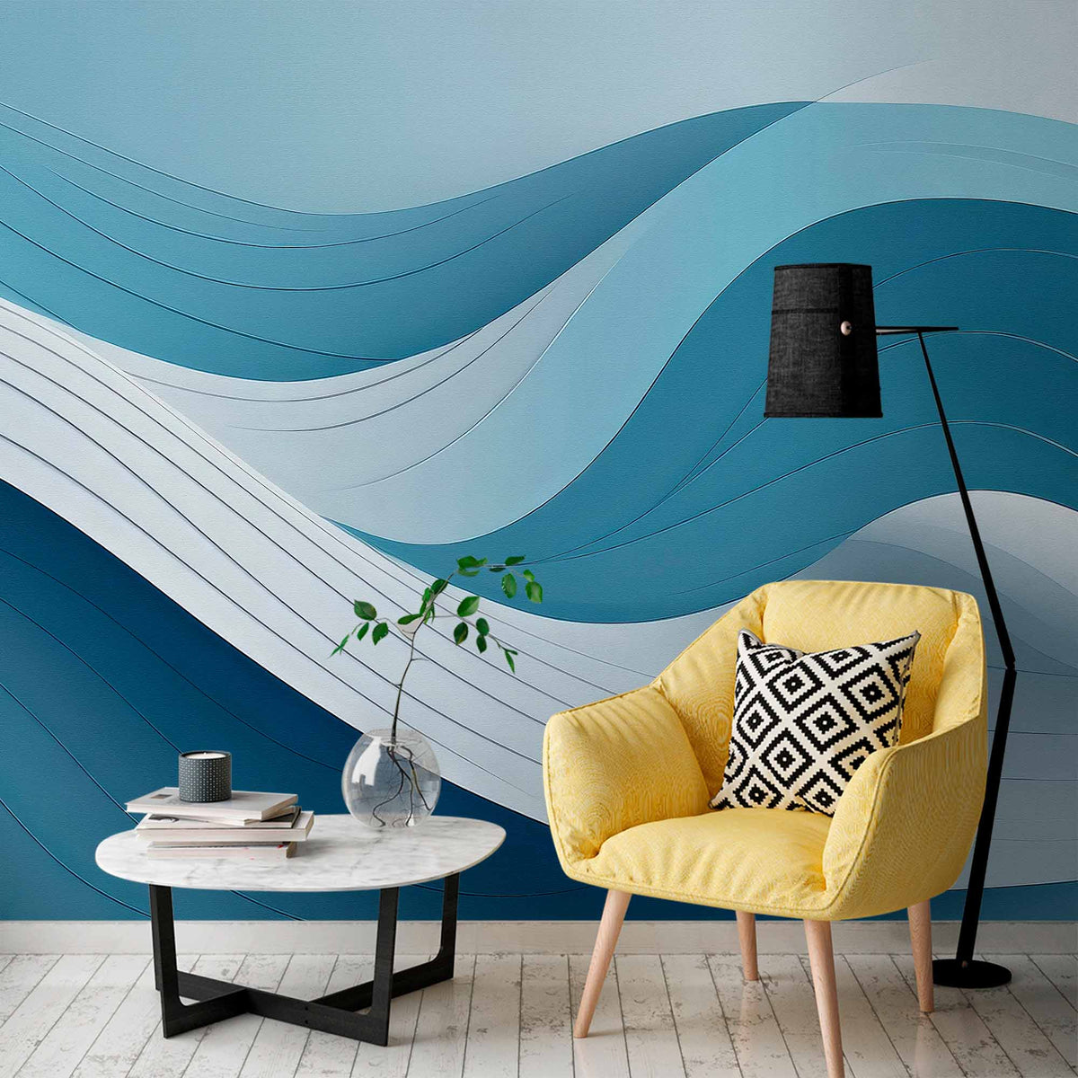 Modern wallpaper-frescoes for walls Wave Elegance