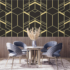 Custom Art Deco Black and Gold Geometric Wallpaper