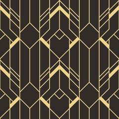 Custom Art Deco Black and Gold Geometric Wallpaper