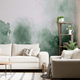 Art Wall Mural Abstract Watercolor Splashed Green Ink Wallpaper