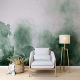 Art Wall Mural Abstract Watercolor Splashed Green Ink Wallpaper