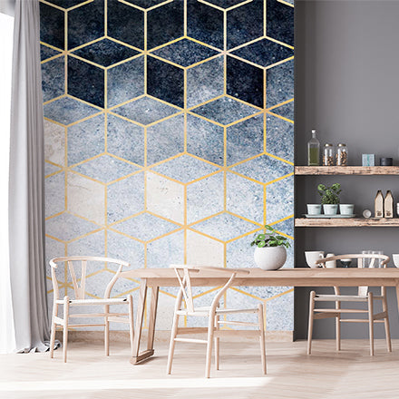 Geometric Pattern Hexagonal Wall Mural Wallpaper - Modern and Stylish Design