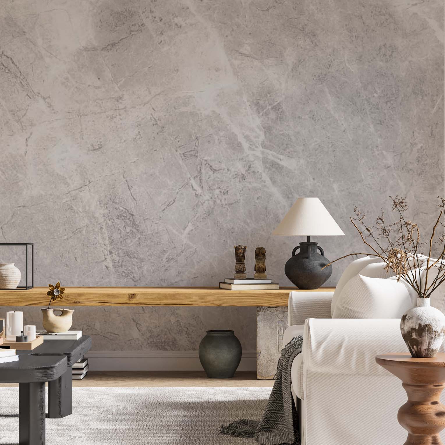 Concrete Textured Wall Mural Art Light Stone Abstract Wallpaper