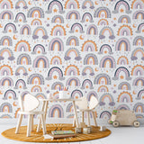 Kids Wall Mural Small Rainbow Pattern Wallpaper for Girls