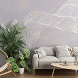 Abstract Wall Mural Grey White Wave Wallpaper